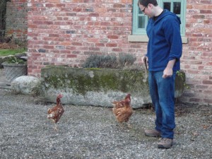 John doesn't looked cowed.  Or chickened.  